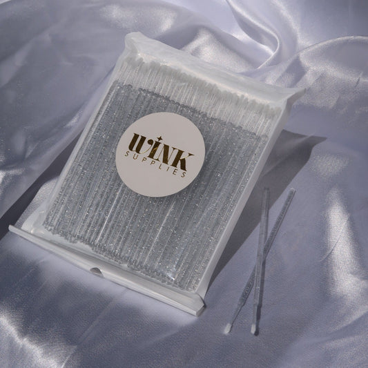 Pack of Wink Supplies AU disposable micro wands displayed with two individual applicators.